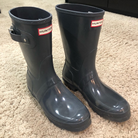 short grey rain boots